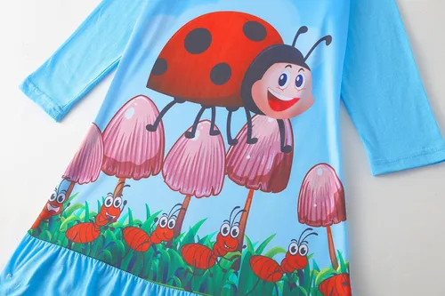 Vista 3 de Camisones de noche de algodón de manga larga para niñas, vestido de noche de 2 a 9 años, paquete de 2