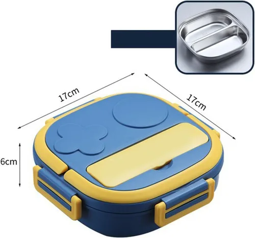 Vista 2 de Lonchera dividida de gran capacidad con material de acero inoxidable, contenedor de alimentos con múltiples compartimentos para el hogar al aire 2