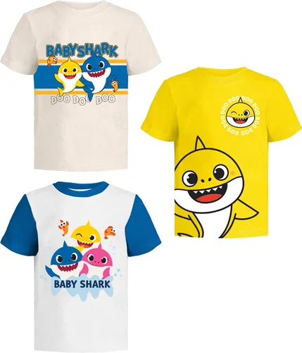 Vista 8 de Nickelodeon Baby Shark - Camiseta gráfica para niños pequeños (paquete de 3) con camiseta de personaje familiar de mamá y papá, trajes para niños