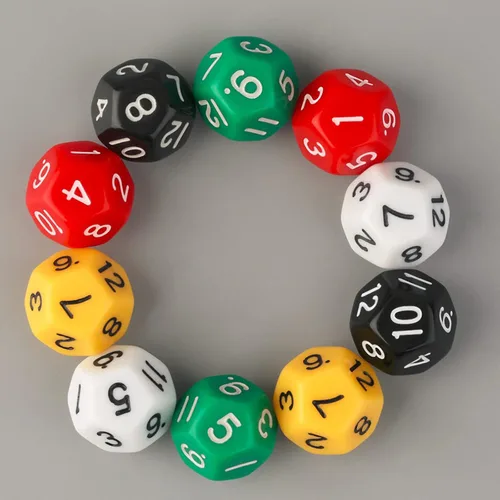 Vista 9 de Juego de 10 dados poliédricos de escultura D12 de acrílico de 12 caras para fiesta de club, familia, juego de mesa