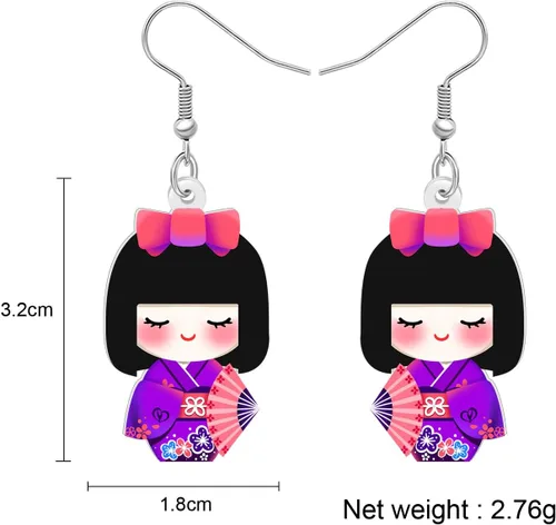 Vista 40 de DUOWEI Aretes de acrílico estilo japonés con diseño de anime para muñeca, colgantes, joyería para mujer