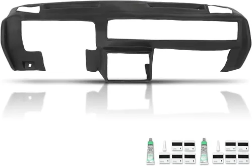 Vista 13 de GRAND ORANGE Cubierta de bisel del panel de instrumentos del tablero Compatible con Chevy Chevelle El Camino 1968 Sin aire Negro
