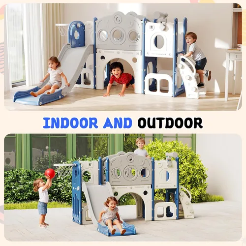 Vista 4 de GITAWUSA Juego de tobogán para niños pequeños 8 en 1, juego de juego para interiores y exteriores para niños de 1, 2 y 3 años, tobogán para escalar