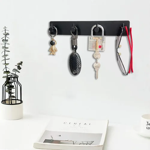 Vista 3 de Soporte para llaves de pared, ganchos decorativos para pared, organizador de llaves adhesivo adhesivo, ganchos de acero inoxidable para colgar