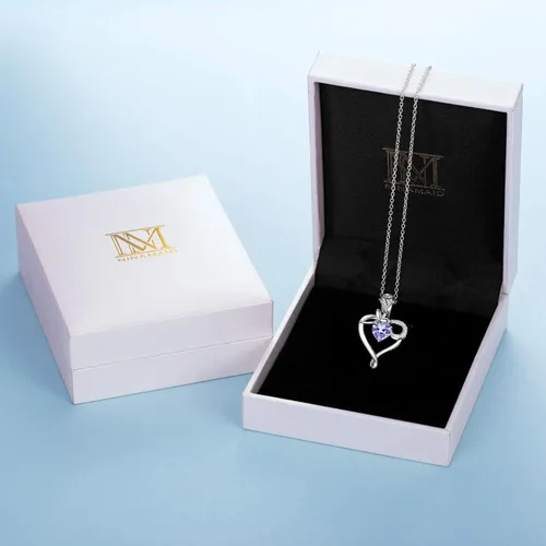 Vista 6 de Collar de corazón con piedra natal para mujer, plata de ley 925, collar con colgante de flor de rosa, collar para madre e hija para mamá, mujer
