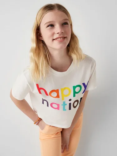 Vista 5 de happy nation Camiseta corta de algodón de gran tamaño (tamaño regular y extragrande)