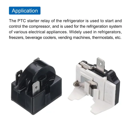 Vista 4 de MECCANIXITY Refrigeradores PTC Starter Relay 3Pin 4.7 Ohm Protector de sobrecarga 1/2HP para refrigeradores de bebidas congeladores