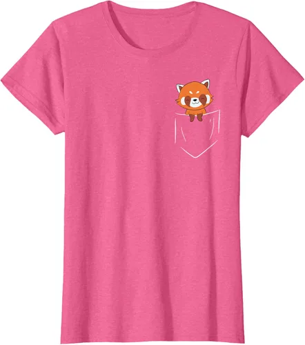 Vista 60 de Funny Red Panda In Pocket - Camiseta con bolsillo, Negro, S