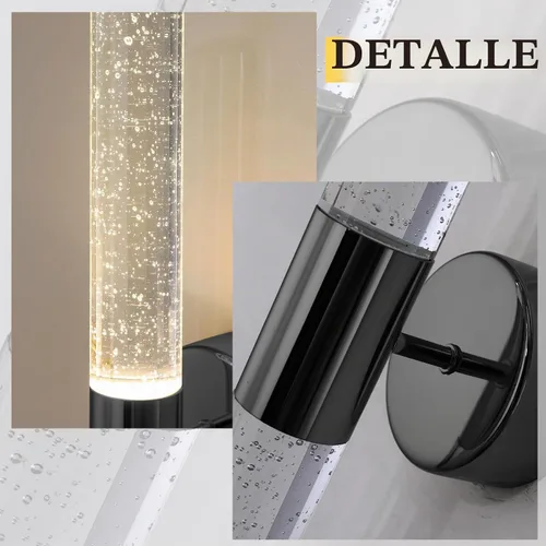 Vista 7 de Apliques de Pared Negros LED Apliques Modernos Iluminación de Pared para Comedor 10W 3000K Luces de Pared LED de Cristal Cableadas Luminarias