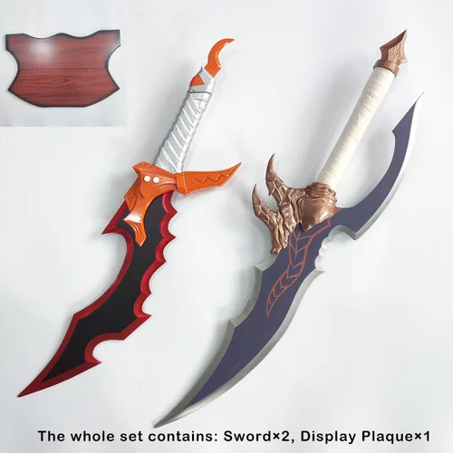 Vista 4 de Juego de dos piezas de espada de anime de metal Sung Jingwoo Knight Killer y colmillo de veneno de Kasaka para colección, cosplay