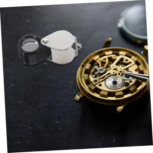 Vista 5 de Mini lente de aumento con soporte de cuero 14x vidrio de alta ampliación plegable portátil plegable de mano joyería lupa detección joyería