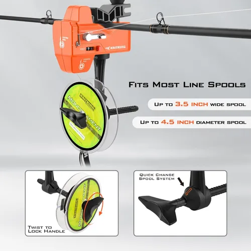 Vista 3 de KastKing Kalibrate - Enrollador de línea de pesca y tijeras de trenzado de 5 pulgadas, con contador de líneas, accesorios patentados, portátil