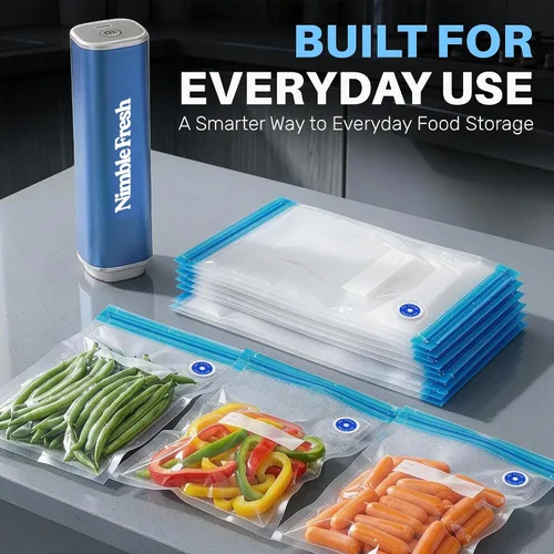 Vista 8 de Sellador al vacío portátil para la organización de la cocina, 50 kPa Pro-Suction para una frescura duradera - Sellador de alimentos recargable