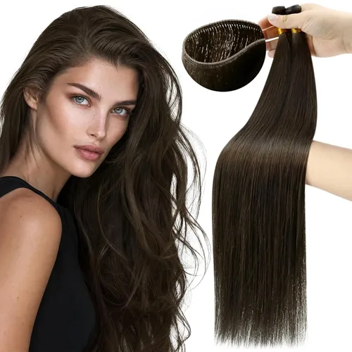 Vista 27 de Moresoo Extensiones de cabello humano real para coser, color negro natural
