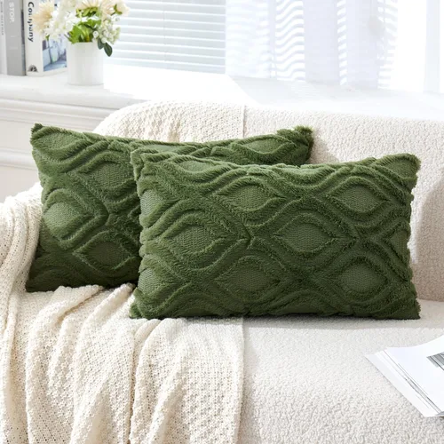 Vista 42 de MIULEE - Juego de 2 fundas de almohada de lana sintética suave y afelpada, fundas decorativas de estilo bohemio para sofá, sala de estar, cama, 16 x