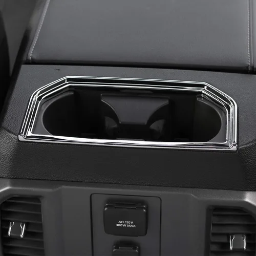Vista 3 de JeCar Cubierta cromada del portavasos del asiento trasero para Ford F150 2015-2020