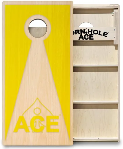Vista 8 de CornholeAce ACE PRO Tablas de cornhole profesionales de triángulo inverso – ¡sin rebote! Patas anchas triples, madera contrachapada de abedul