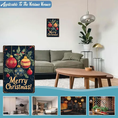 Vista 4 de CCPARTON Carteles de Feliz Navidad Graciosos Cartel de Hoja de Estaño para Decoración del Hogar Interior Jardín Patio Exterior Porche 8x12 Pulgadas
