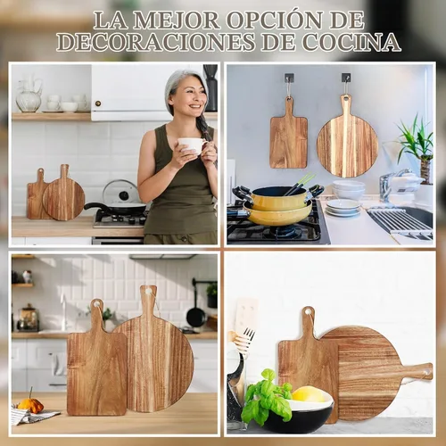 Vista 4 de Hsei - 2 tablas de cortar de madera de acacia, vibrante, 16 x 12, 13.7 x 7 pulgadas