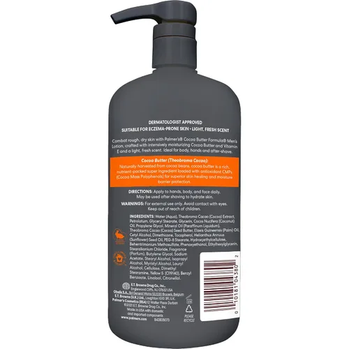 Vista 2 de Palmer's Crema hidratante facial y loción corporal para piel seca, 33.8 onzas, loción de absorción rápida 3 en 1 para hombres, hidratación de 48