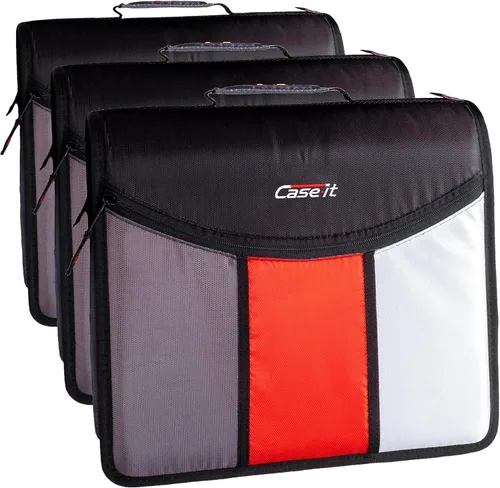Vista 16 de Case-it Mighty Zip Tab - Carpeta escolar con cremallera Anillos tóricos de 3 pulgadas, capacidad de 600 hojas, carpeta de archivos expandible de 5
