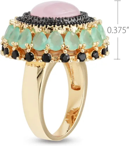 Vista 6 de Lavencious Anillo de cuarzo rosa con diseño vintage de lujo con circonita cúbica AAA para mujer