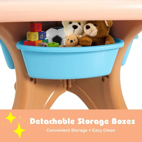Vista 9 de Costzon, juego de mesa y 2 sillas para niños, para arte con cubos de almacenamiento desmontables, fuerte capacidad de carga, livianos, muebles