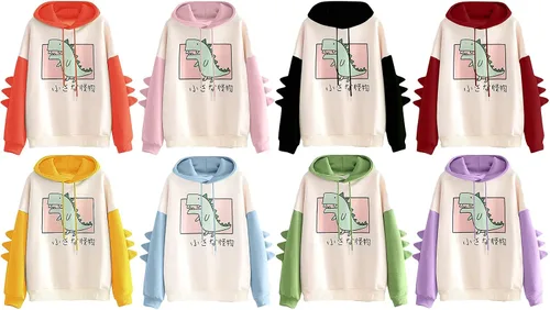 Vista 5 de Sudadera con capucha Kawaii con capucha de dinosaurio para Teengirls