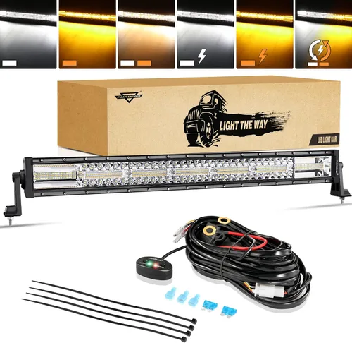 Vista 18 de Auxbeam Barra de luz LED de 3 pulgadas, 72 W, color ámbar/blanco, luces de conducción todoterreno para camión, SUV, barco, 4x4, Jeep Wrangler