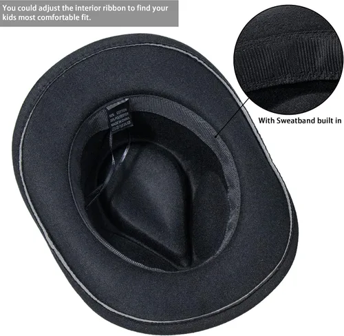 Vista 6 de Western Cowboy Cowgirl Hat for Kids Boys Girls Felt Fedora Hats (for Kids 3-6 Years)