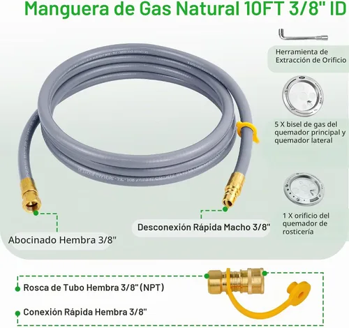 Vista 2 de Kit de conversión de gas natural 4984619A mejorado, compatible con parrillas de combustible dobles Char-Broil de la serie comercial, profesional
