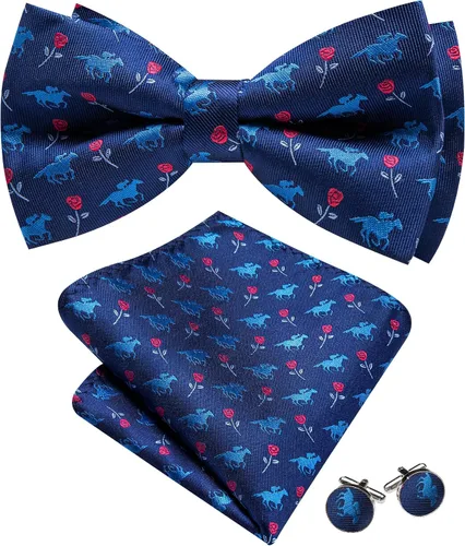 Vista 37 de Barry.Wang Pajarita de Rayas Paisley para Hombre de Seda Preatada Pañuelo de Bolsillo Gemelos Juego Formal Boda Fiesta Graduación
