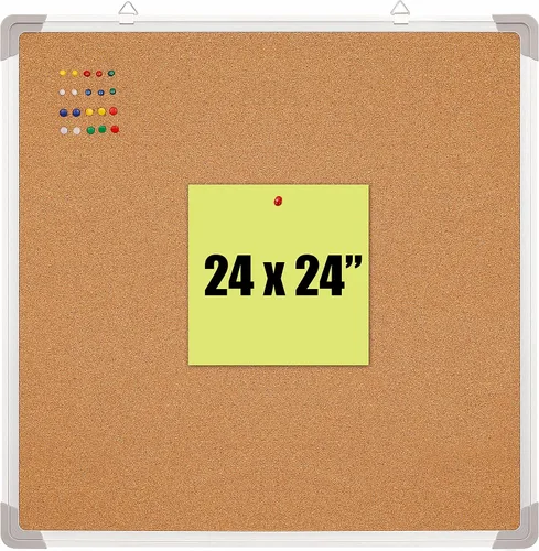 Vista 9 de Pizarrón de anuncios Thumb Tack Board, Pin Board for Wall, Corkboard Message Memo Notice Board with Hooks for Home, Office, Desk and Cubicle