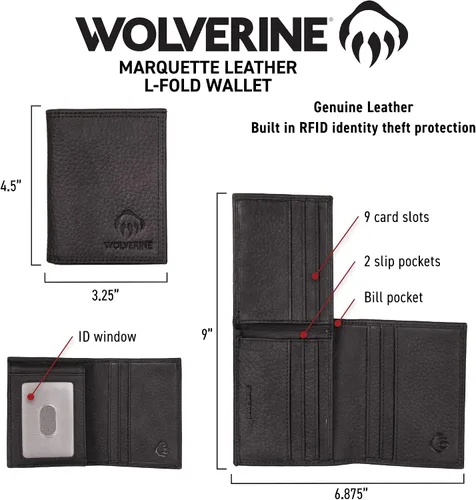 Vista 9 de WOLVERINE Men's Raider Durable & Stylish L-Fold Wallet