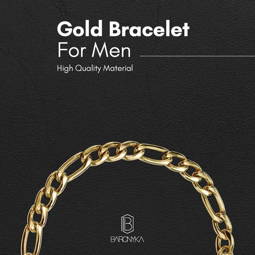 Vista 3 de Baronyka Pulsera de cadena Figaro hecha a mano para hombre, pulsera de eslabones de acero inoxidable, 8 pulgadas con cierre de langosta, pulsera