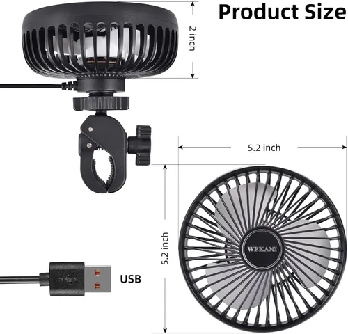 Vista 5 de Ventiladores de carrito de golf para accesorios de carrito de golf, ajustes de 3 velocidades para modelos EZGO Club Car Yamaha con abrazadera