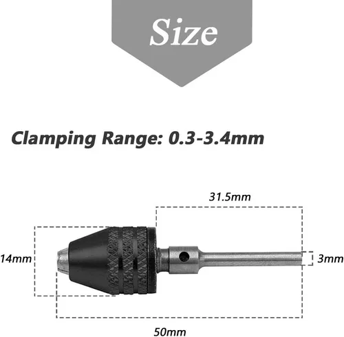 Vista 2 de Mesee 2 unidades de mini taladro de mandíbula sin llave, adaptador de portabrocas de cambio rápido, mini herramienta de conversión de pinza