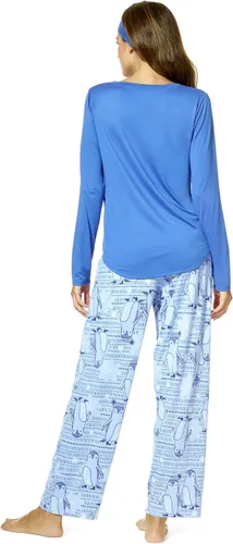 Vista 2 de HUE Conjunto de pijama de 3 piezas de jersey suave atemporal para mujer