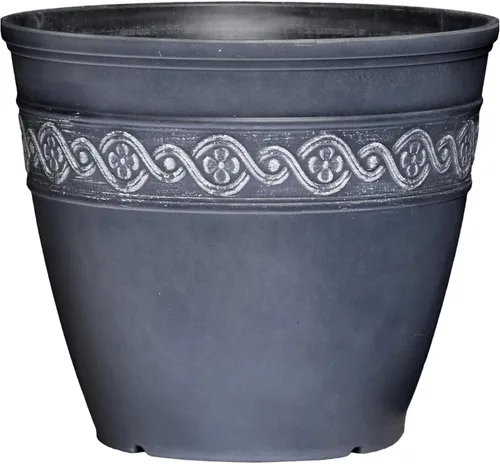 Vista 8 de Classic Home and Garden - Maceta redonda Corinthian Classic Resin Plant Pots, Lightweight Indoor Outdoor Planter, Weather-Resistant, Great for