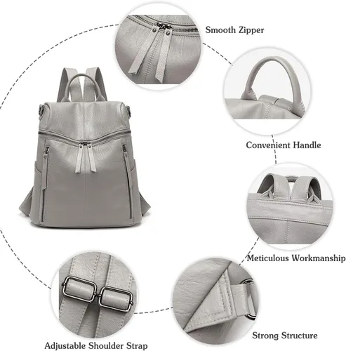 Vista 5 de Mochila de moda para mujer, bolsa de hombro impermeable, Negro -, Viajar