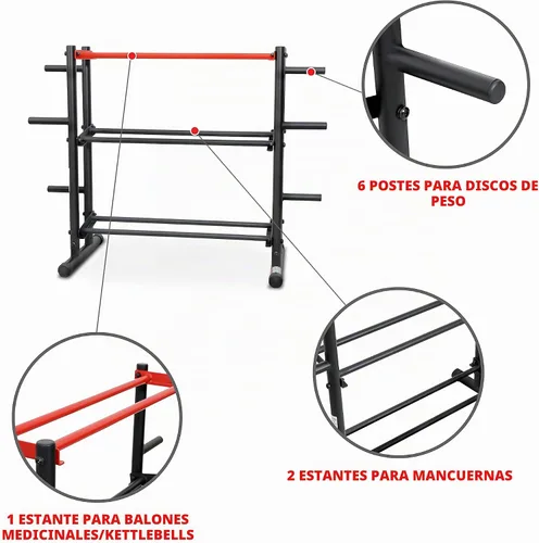 Vista 7 de Sunny Health & Fitness Home Gym Weight & Barbell Storage Rack Stand