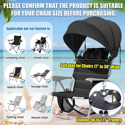 Vista 5 de [Usado] DaisyInner Silla de playa, sombrilla plegable extra grande, con abrazadera ajustable para playa, camping, pesca, sala de estar al aire libre