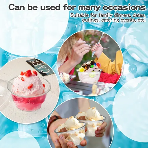 Vista 6 de 50 tazas de plástico transparente para postres de 5 onzas con tapa de cúpula, tazas desechables para helado y tazas de parfait, vasos de plástico