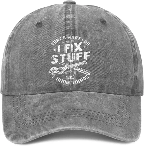 Vista 14 de I Fix Stuff and Know Things Sombrero para hombre, I Fix Things Hat, I Fix Stuff Hat, I Fix Things and I Know Stuff Hat 3 (negro)