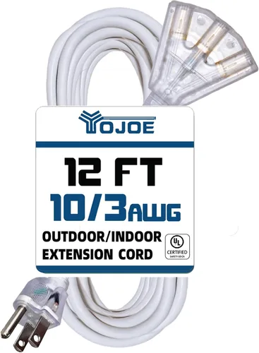 Vista 12 de YOJOE Cable de extensión de 3 salidas para interiores y exteriores con extremo iluminado, cable de alimentación de 3 clavijas 15A resistente a