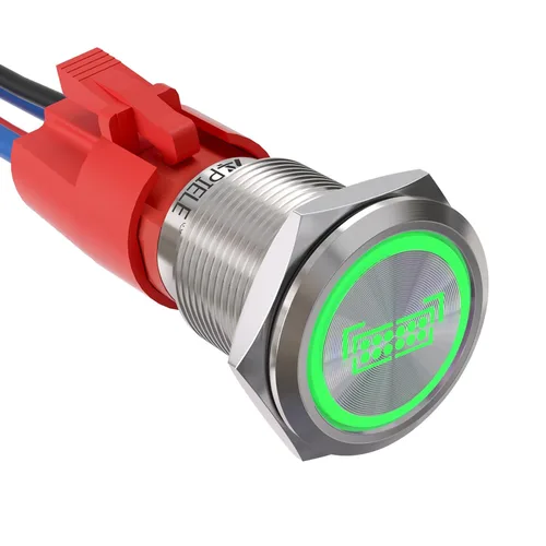 Vista 11 de APIELE Interruptor de botón de presión para barra de luz LED, encendido/apagado SPST, acero inoxidable, 10A, 12V, 24VDC, precableado, 19mm, 0.74