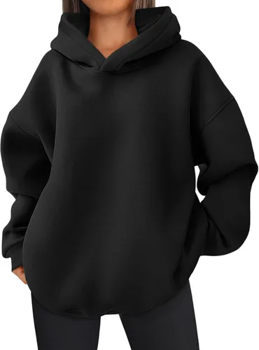 Vista 14 de EFAN Sudadera cómoda con capucha de gran tamaño para mujer Verde Armada (ArmyGreen)