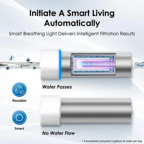 Vista 9 de Waterdrop Filtro de agua LED para sistemas bajo fregadero y de ósmosis inversa, reduce hasta el 99.9% de sustancias nocivas, sin mercurio