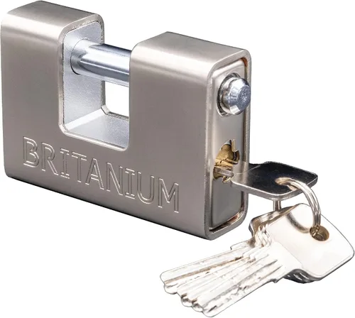 Vista 7 de Britanium® BRP74 [blindado] Candado de alta seguridad - [Cilindro antitaladro] - Cerradura resistente para unidad de almacenamiento con espacio
