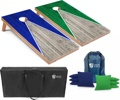 Vista 62 de Tailgating Pros Juego de tablero de Cornhole ligero con diseño piramidal con bolsas de frijoles y estuche de transporte, juego de cornhole